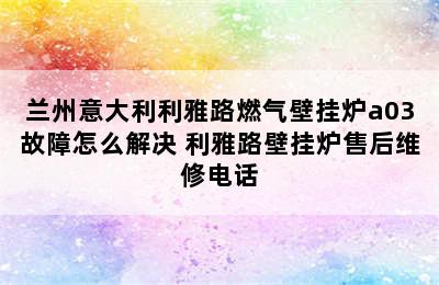 兰州意大利利雅路燃气壁挂炉a03故障怎么解决 利雅路壁挂炉售后维修电话